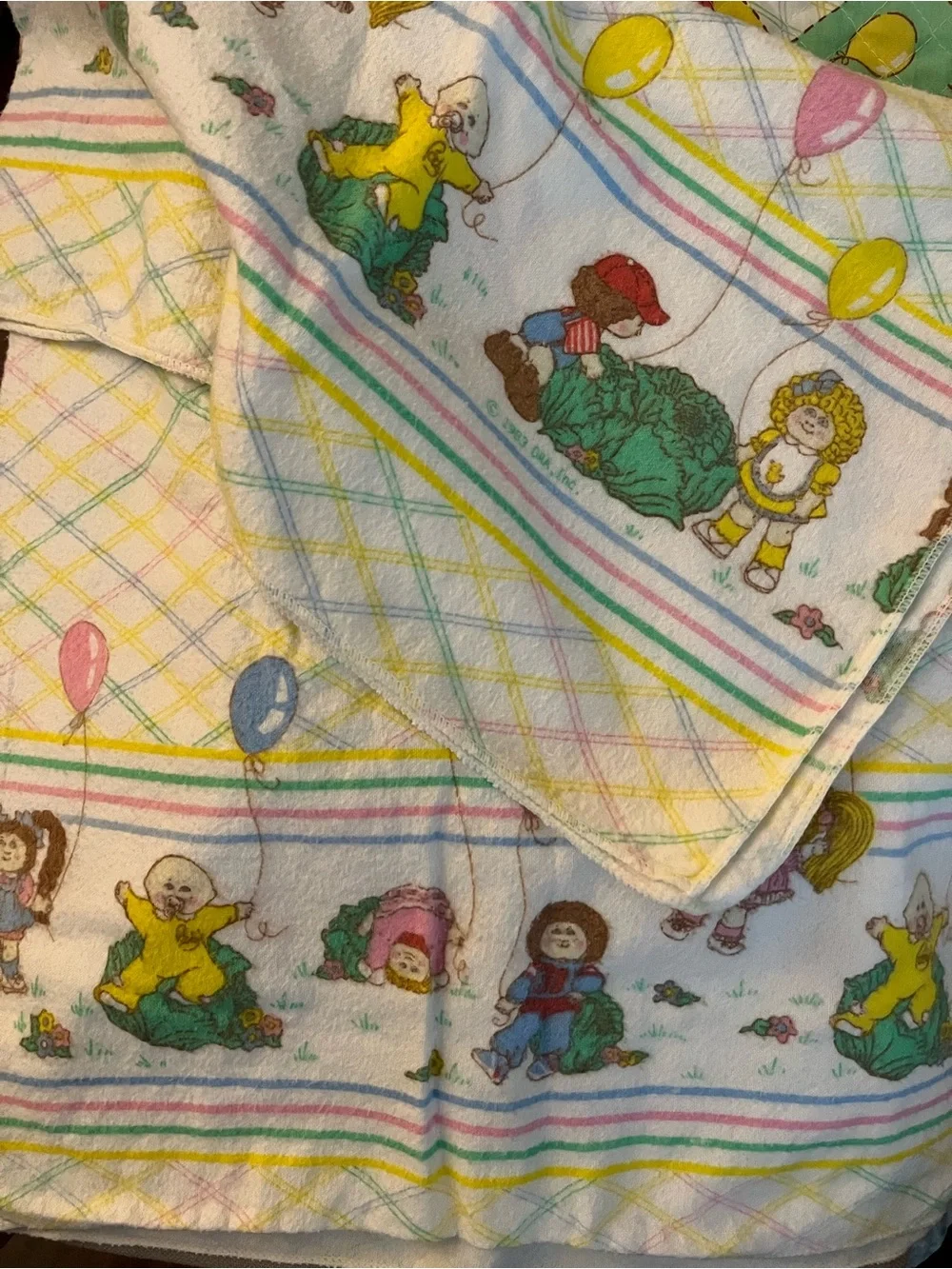 Vintage 1983 Cabbage Patch Kids Quilted Doll Diaper Bag & Receiving Blanket Set